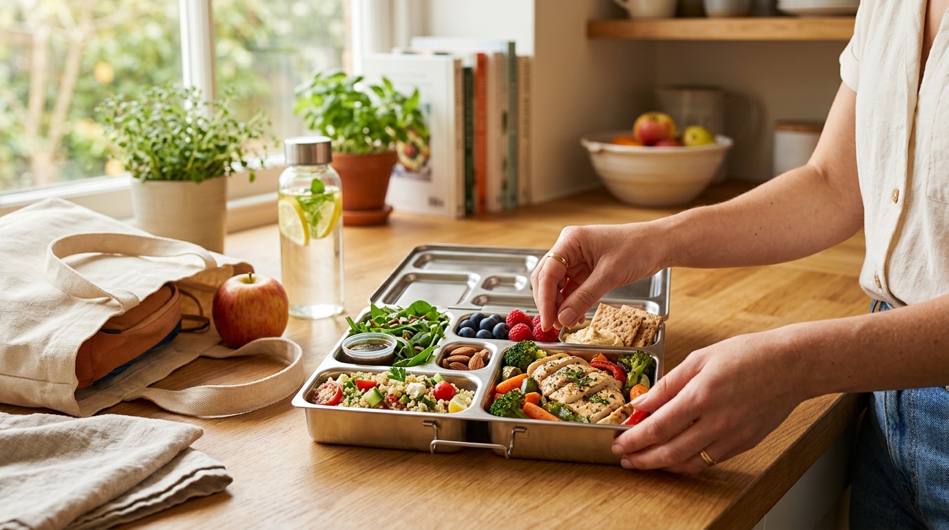 Photorealistic editorial photograph representing Simple Strategies for Packing Healthy Lunches