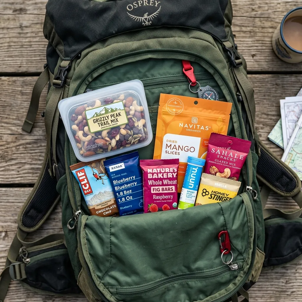 Trail Snacks Packed in a Backpack Pocket