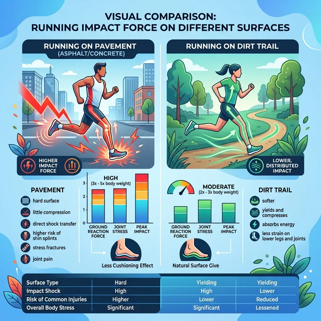 Visual Comparison of Running Impact Force on Different Surfaces