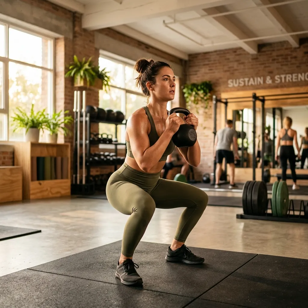 A woman doing a strength training workout