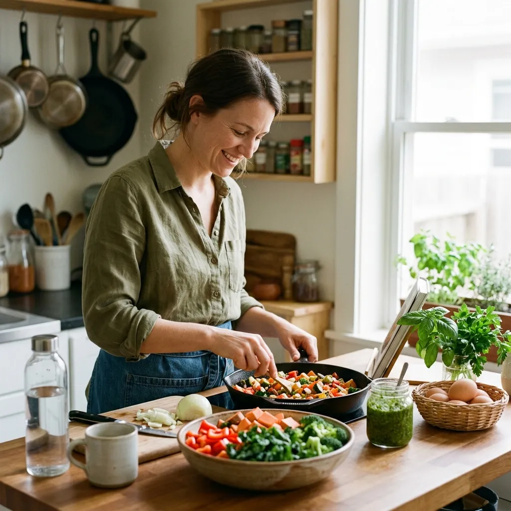 A person preparing a wholesome meal