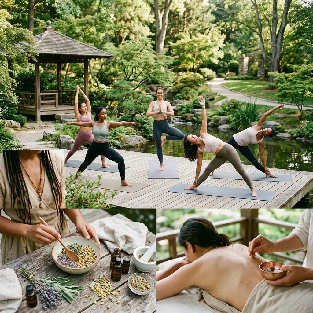 Hands blending traditional healing practices like Ayurveda and TCM.