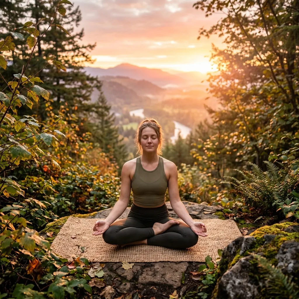 Person practicing mindfulness in nature to achieve holistic well-being.