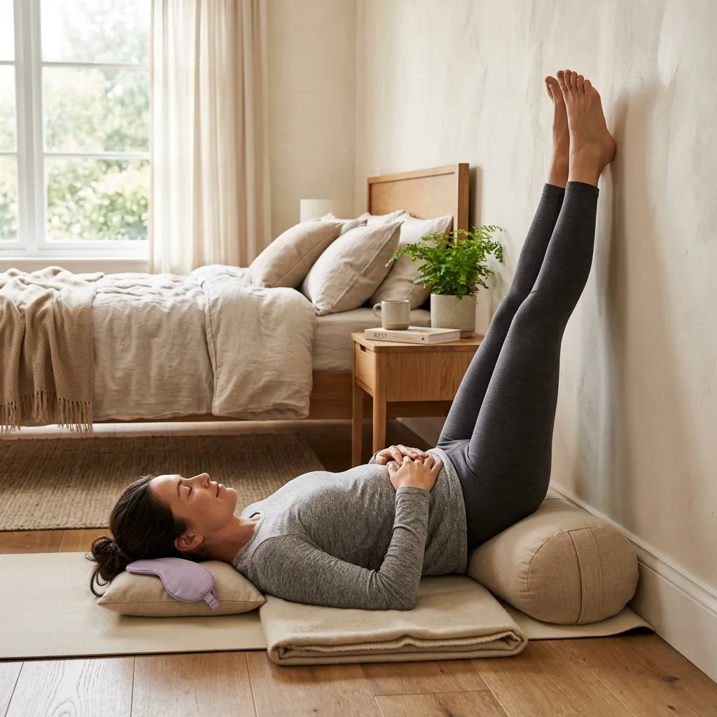 Person practicing restful yoga pose for improved sleep quality