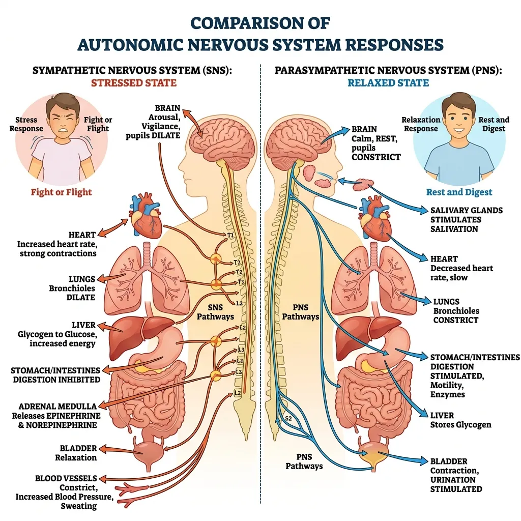 Sympathetic vs Parasympathetic Nervous System Response Comparison